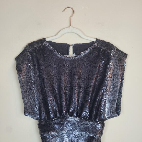 IRO Miracle Dress FR34 US2 Black Silver Sequin Metallic Sparkle Party Club Mini - Picture 3 of 12